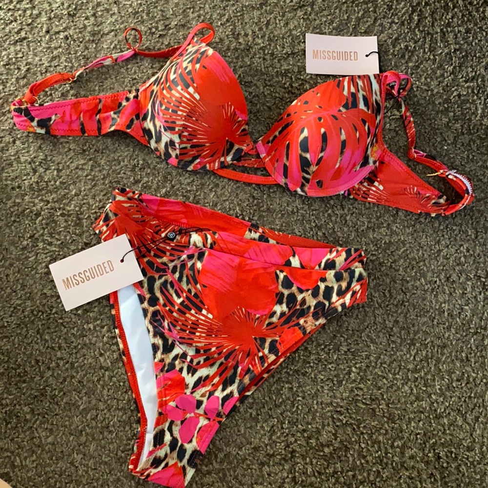 High waisted leopard bathing suit